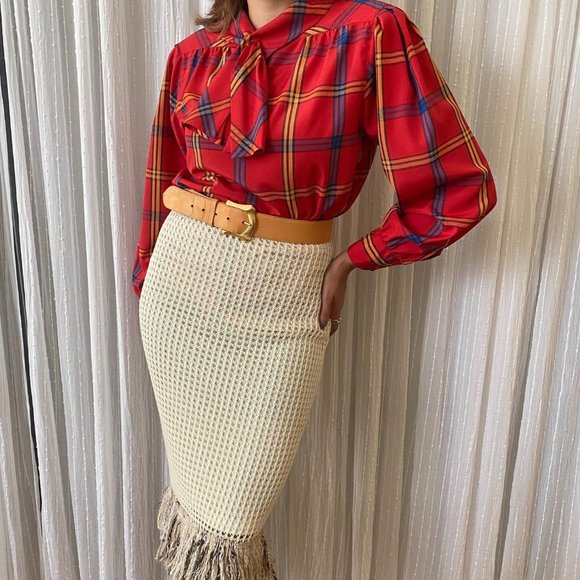 SOLD Vintage Chaus Petites Plaid Long Sleeve top - Picture 6 of 7